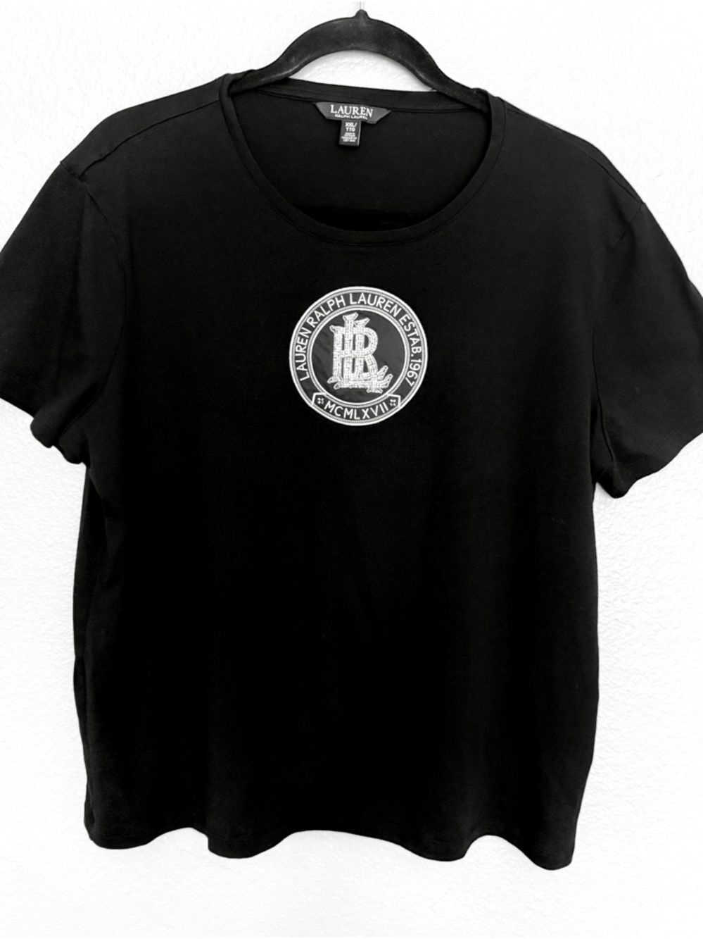 Lauren Ralph Lauren LRL Crest Logo Graphic Tee Black XXL